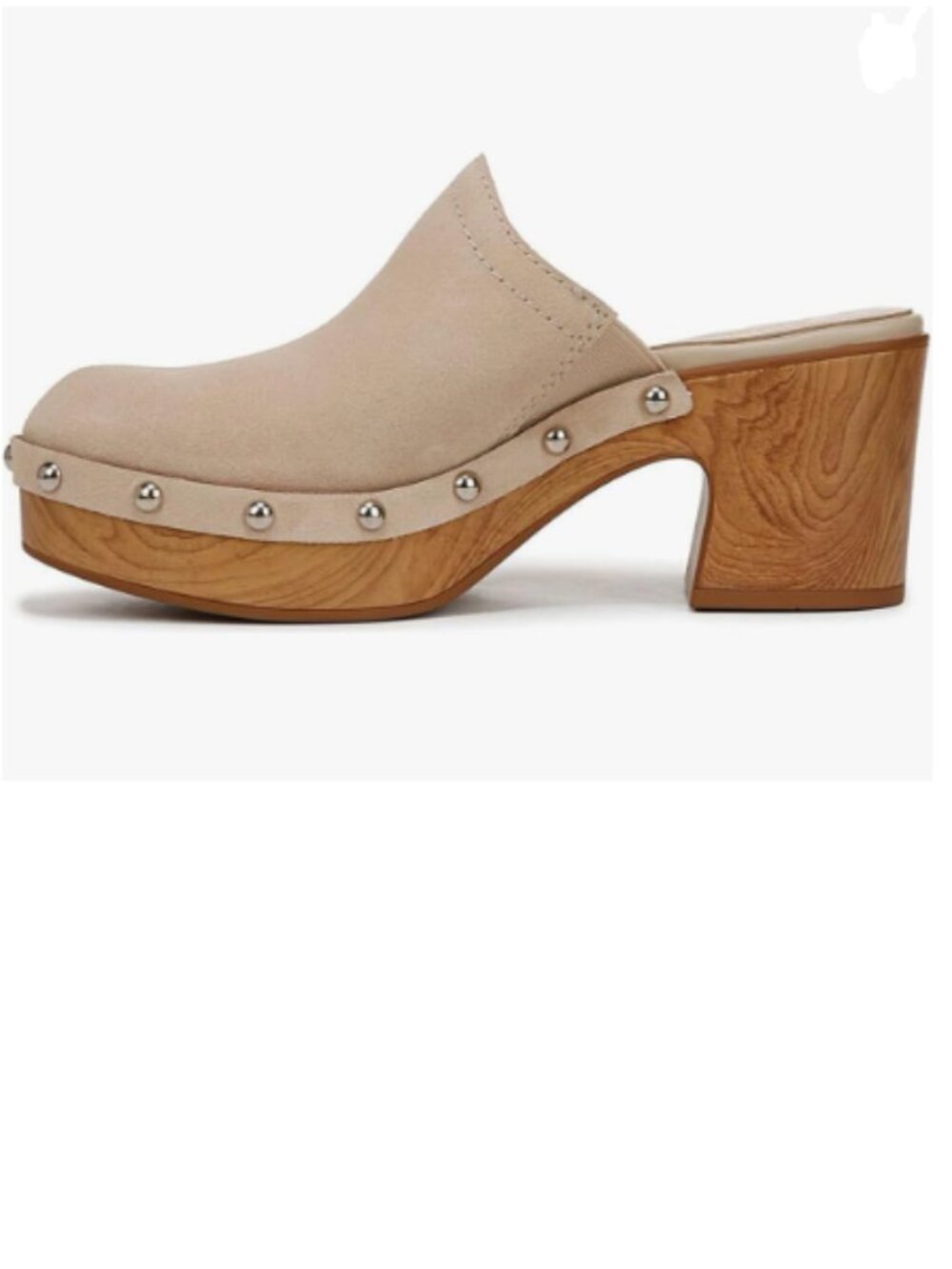 YDN Beige Rounded Toe Studded Clogs Mules Platform Slip On Block Heel Sandal